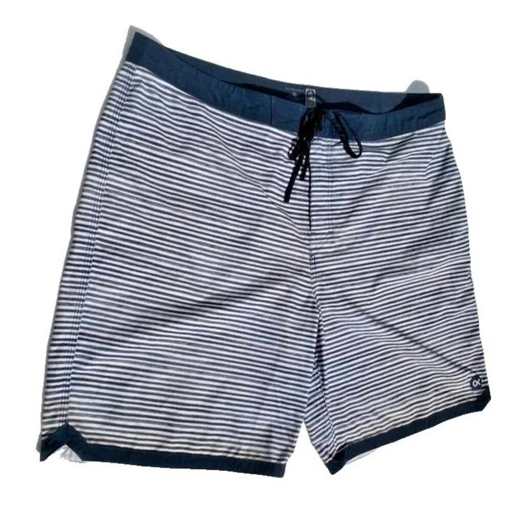 OUTERKNOWN APEX Boardshorts MEN'S Trunks Size 36 KELLY SLATER Navy Striped Waves